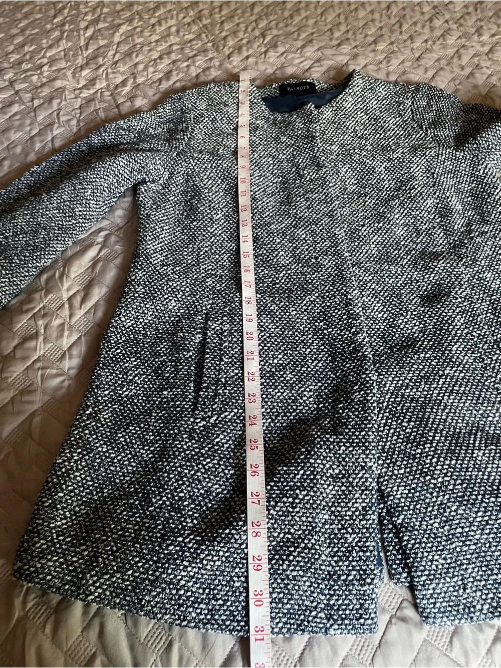 Talbots Black and White Tweed Coat